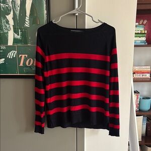 Zara Black and Red Crew Neck Sweater